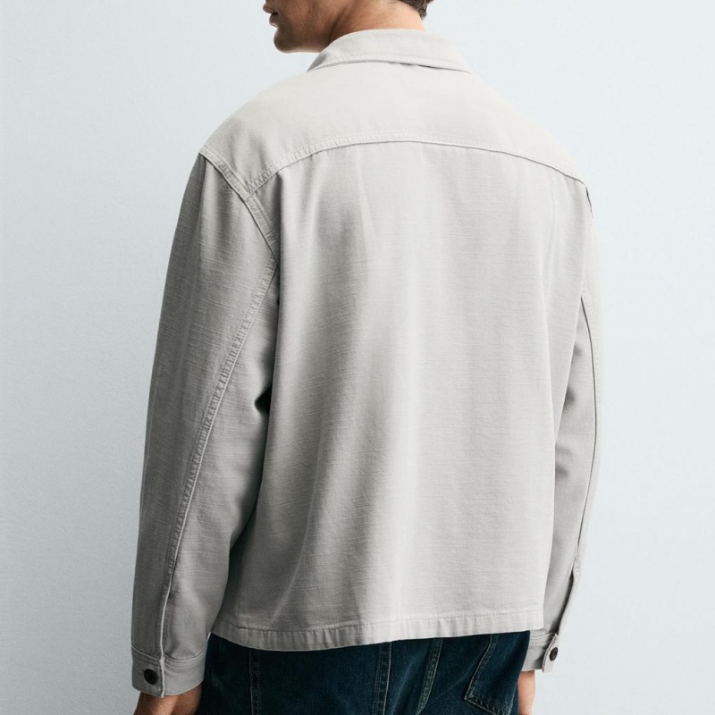 Light Gray Herringbone Boxy Fit Jacket