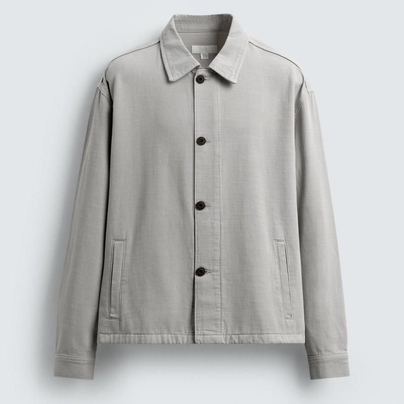 Light Gray Herringbone Boxy Fit Jacket