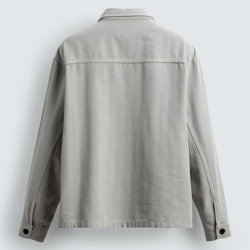 Light Gray Herringbone Boxy Fit Jacket