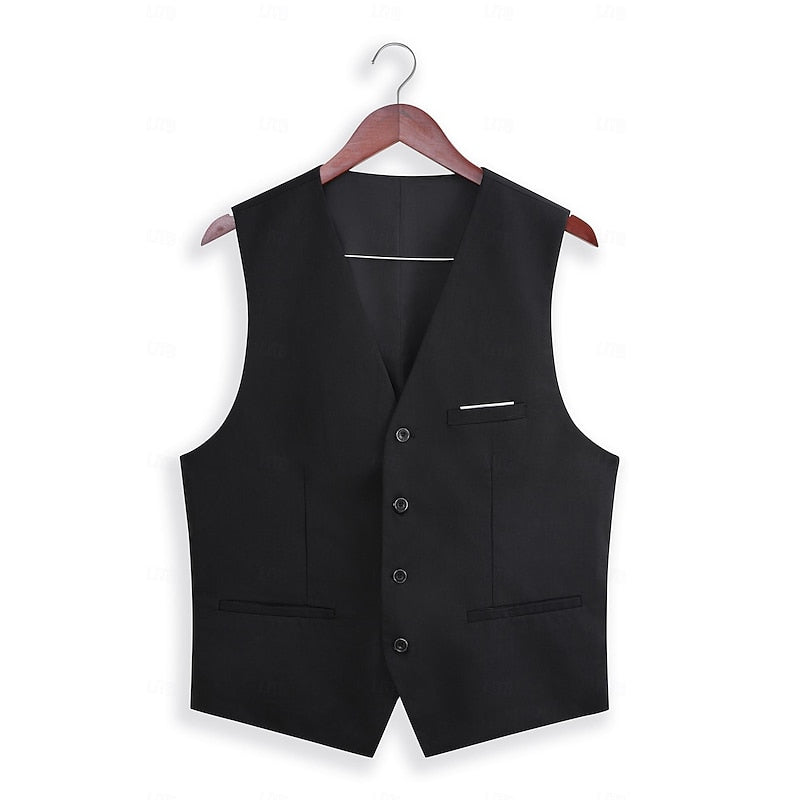 Three Piece Suit Set with Single Breasted Jacket and Tailored Fit