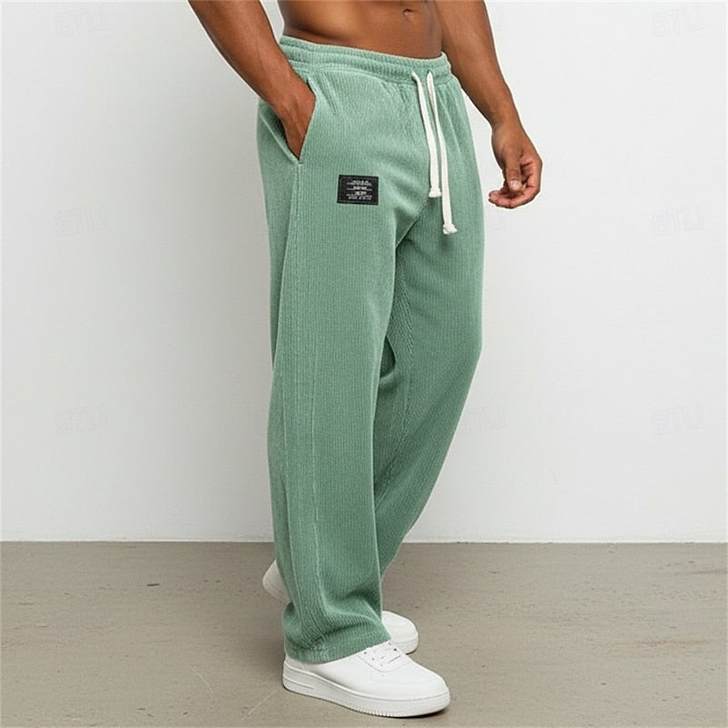Relaxed Straight Leg Pants with Elastic Drawstring Waist and Natural Drape
