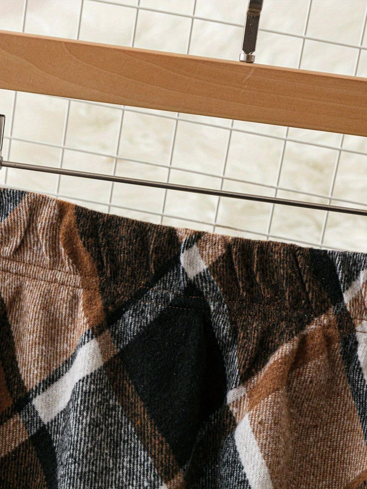 Plaid A Line Skirt with Flared Cut and Knee Length Coverage