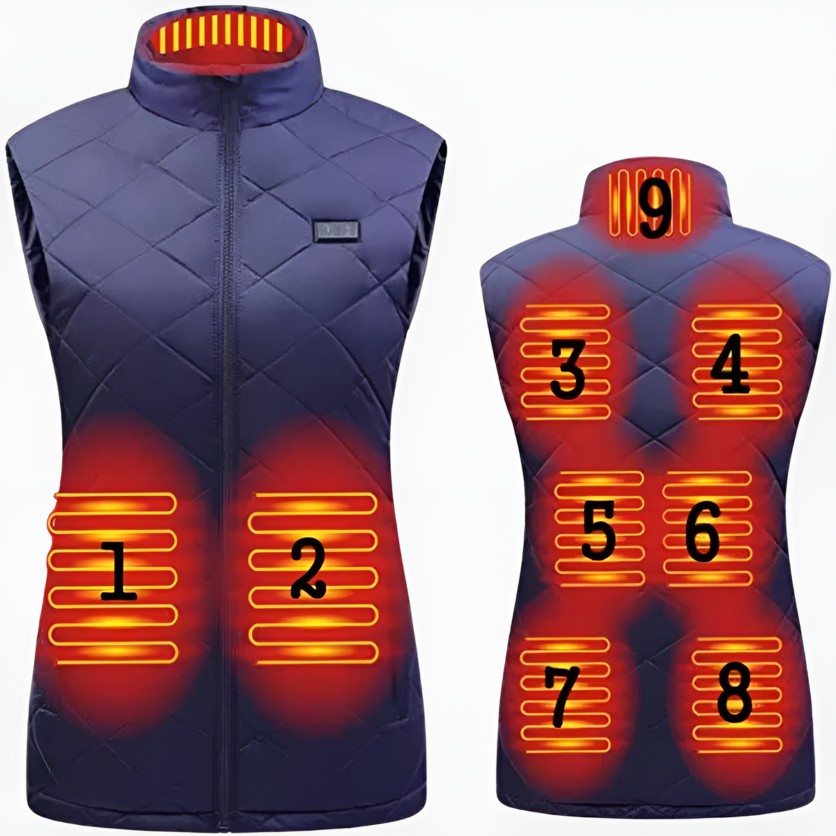 Womens Heated Vest with 9 Heating Zones and Independent Front-Back Controls