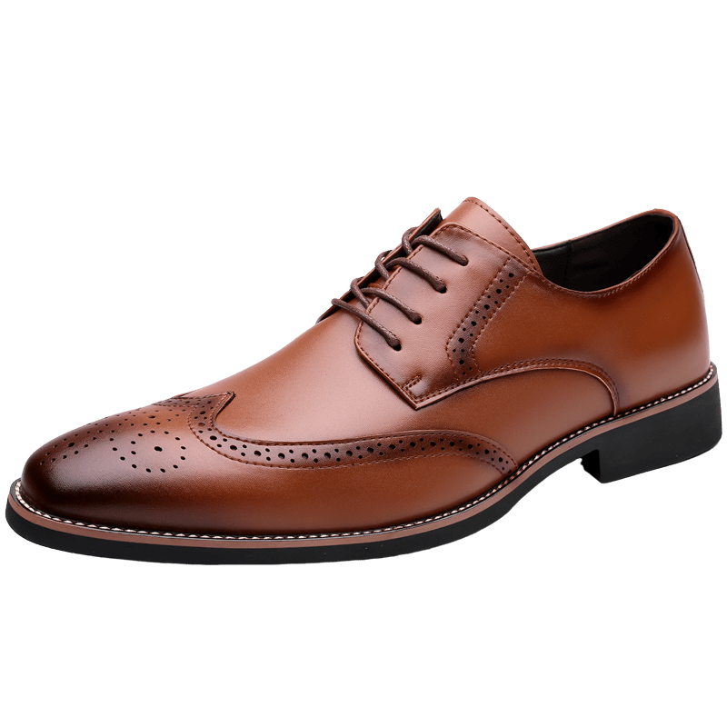 Brogue Dress Shoes with Lace Up Closure and Cushioned Insole