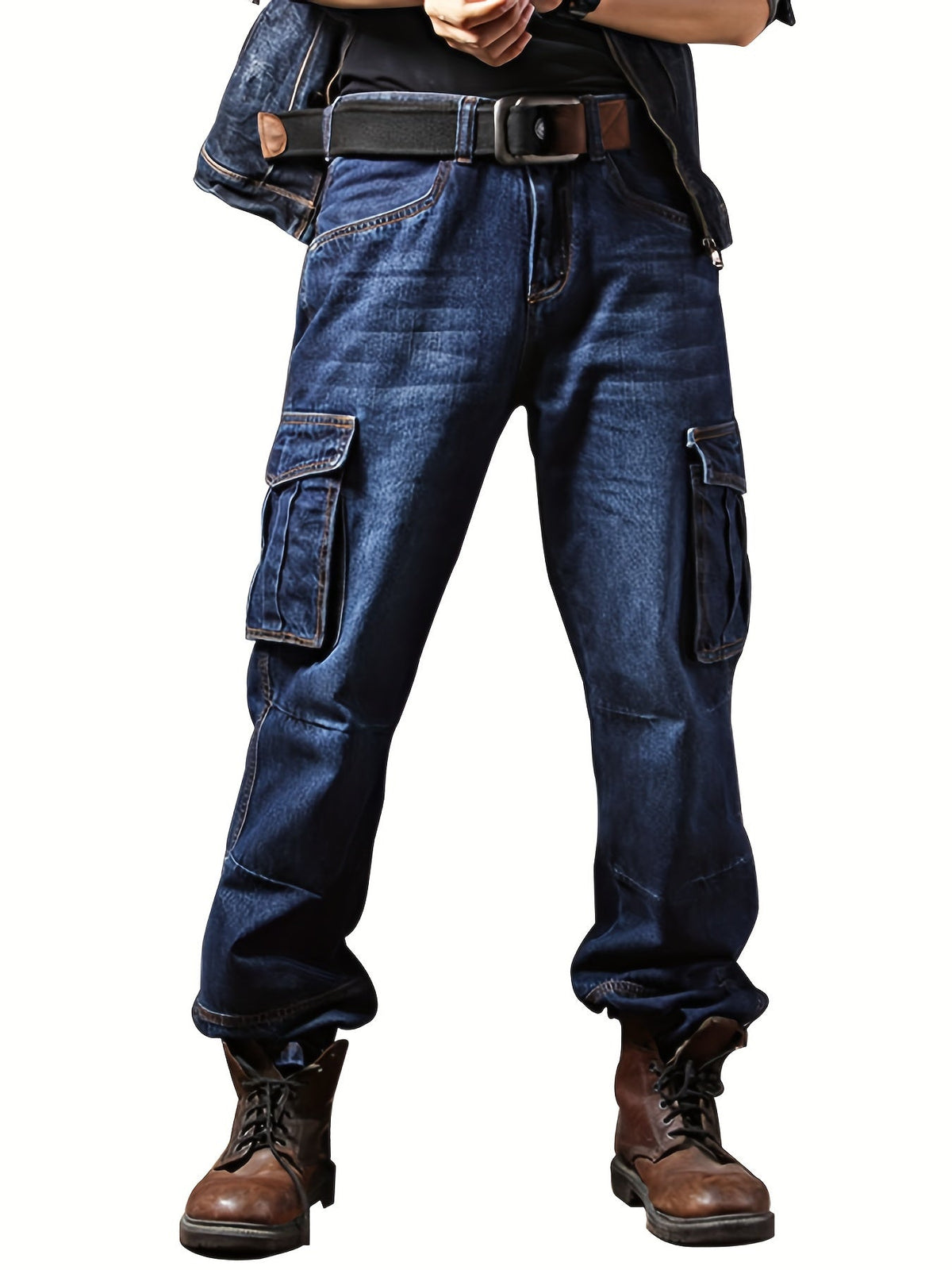 Cargo Pants with Multiple Pockets and Relaxed Fit, Reinforced Stitching