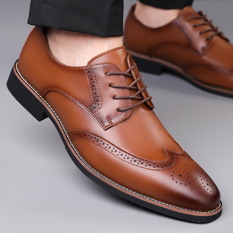 Brogue Dress Shoes with Lace Up Closure and Cushioned Insole