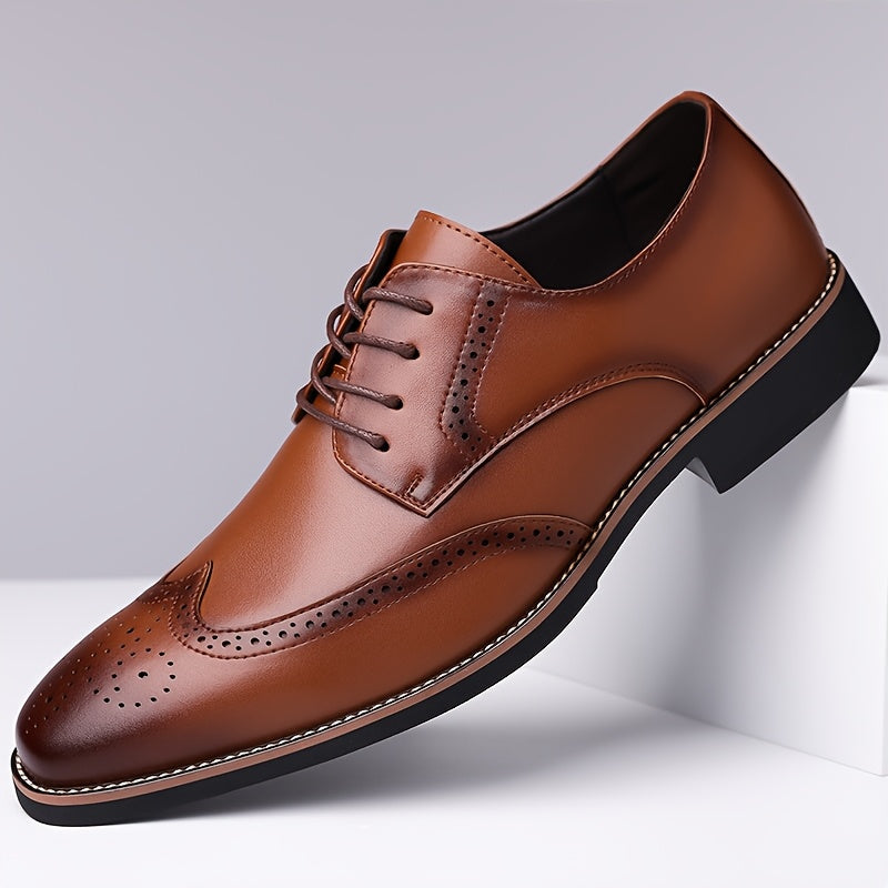 Brogue Dress Shoes with Lace Up Closure and Cushioned Insole