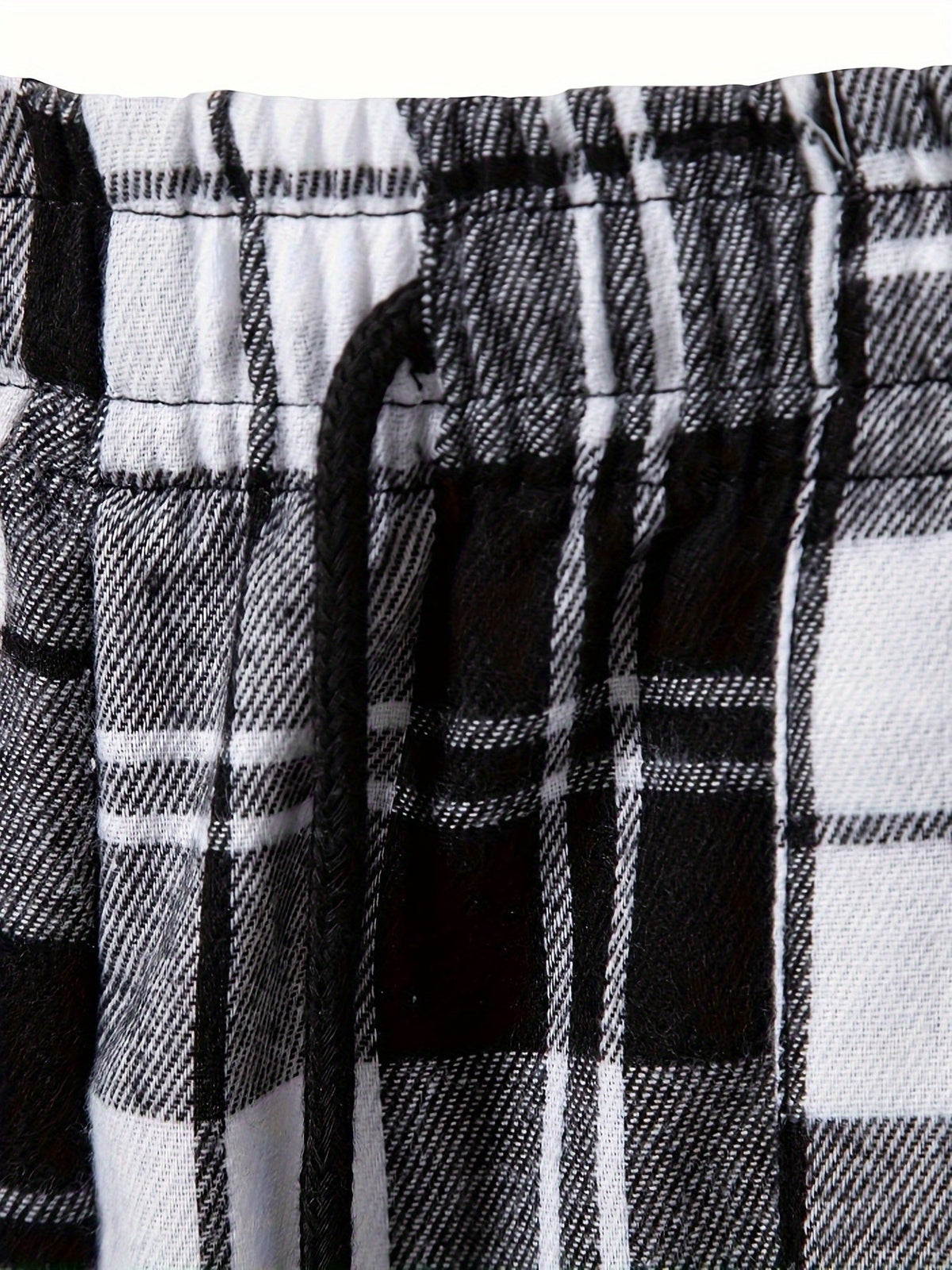 Plaid Lounge Pants with Elastic Drawstring Waist and Relaxed Leg Cut