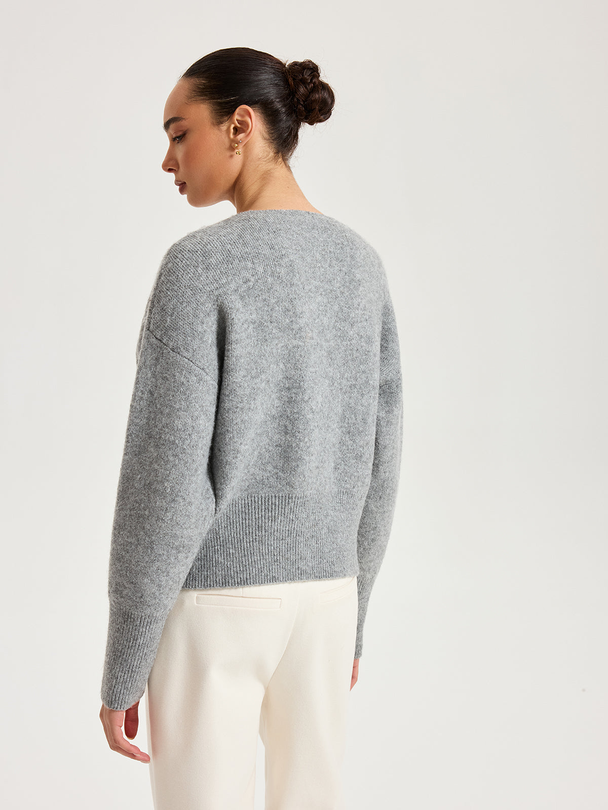 Knit Sweater with Metal Button Detail and Wool Blend, Regular Fit