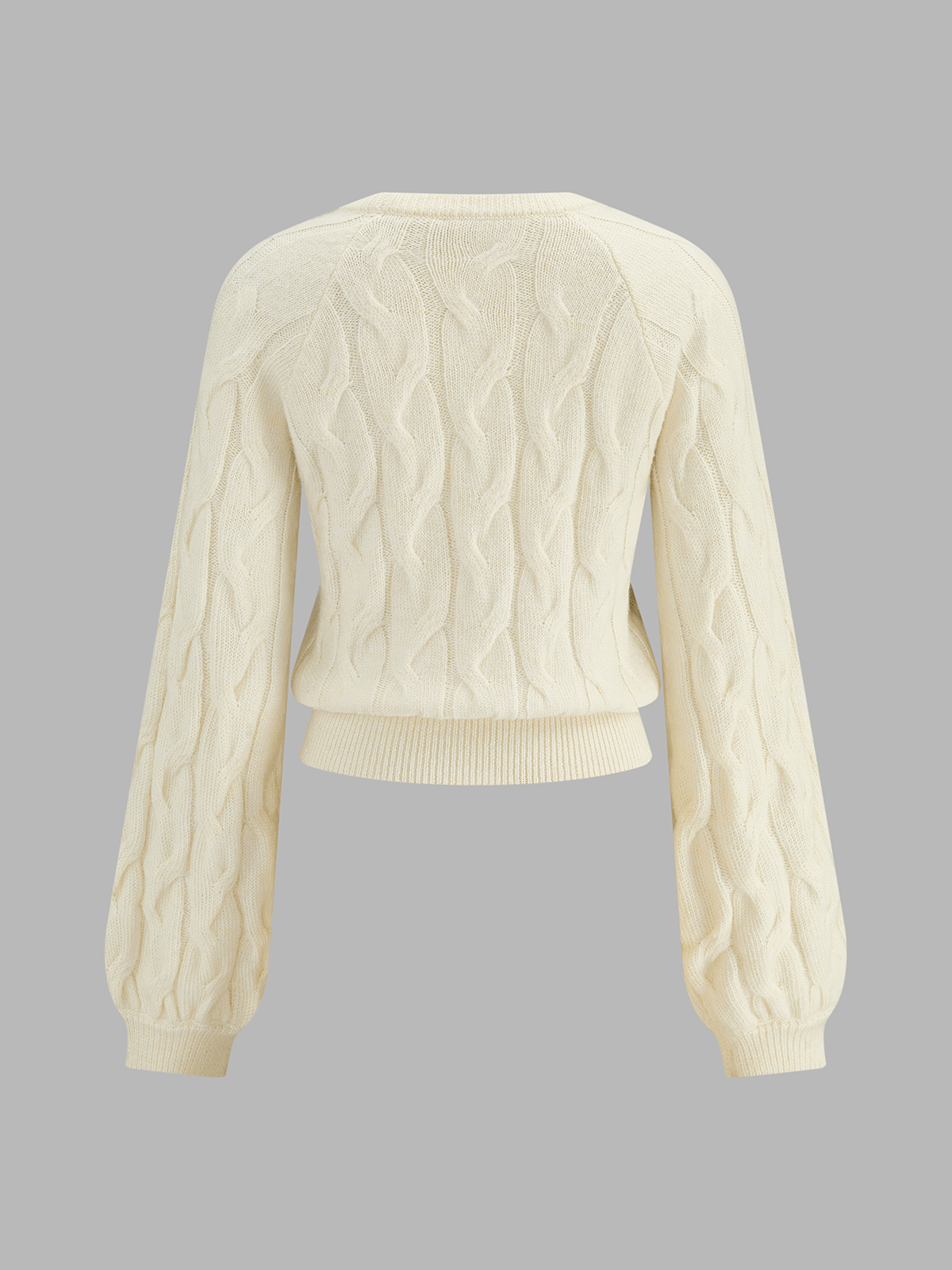 Relaxed Fit Crew Neck Sweater with Bishop Sleeves and Medium Stretch