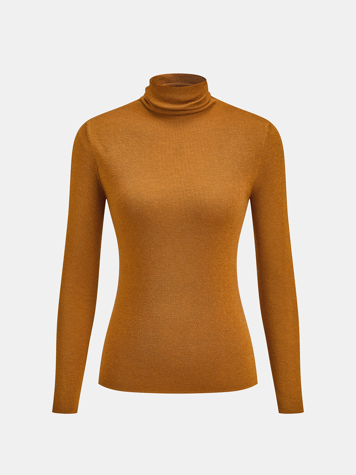 Wool Blend Turtleneck Sweater with Medium Stretch and Slim Fit
