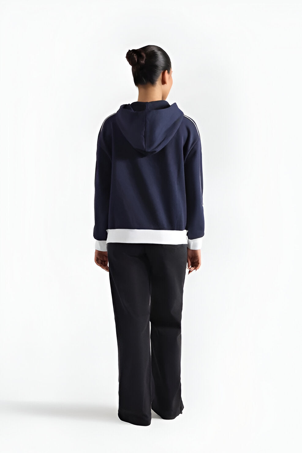 Women’s Cropped Activewear Hoodie, Contrast Stripes