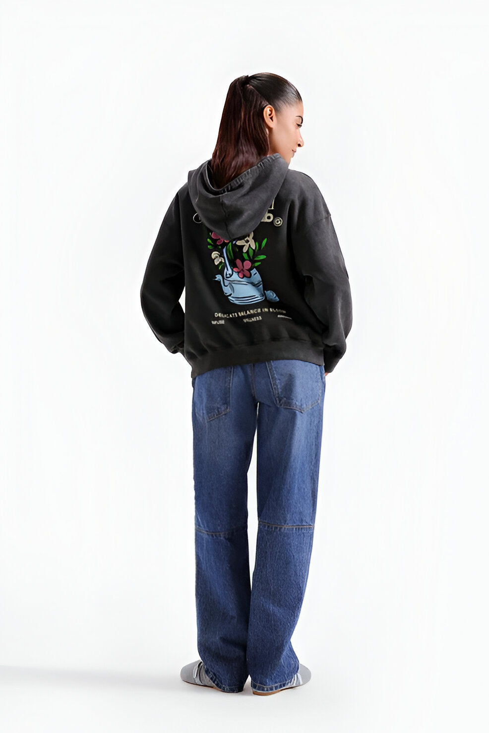Women’s Washed-Out Graphic Hoodie, Kangaroo Pocket