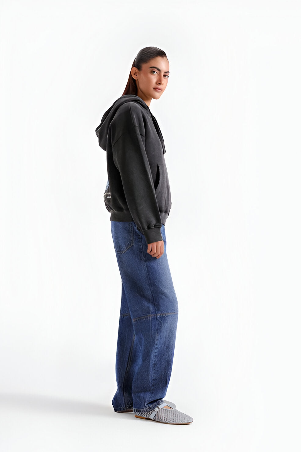 Women’s Washed-Out Graphic Hoodie, Kangaroo Pocket