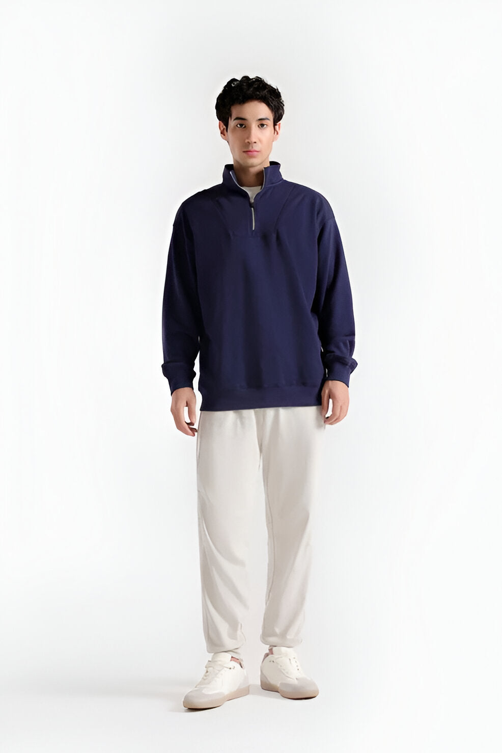 Men’s Basic Quarter Zip-Up Sweatshirt, Soft Long Sleeve