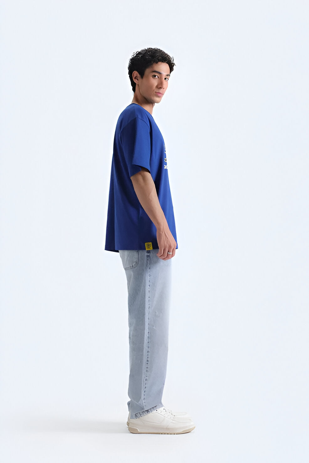 Men’s Graphic T-Shirt With Label Patch, Crew Neck