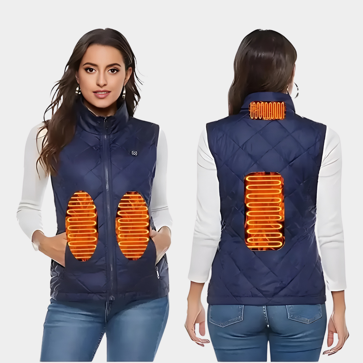Womens Heated Vest with 9 Heating Zones and Independent Front-Back Controls
