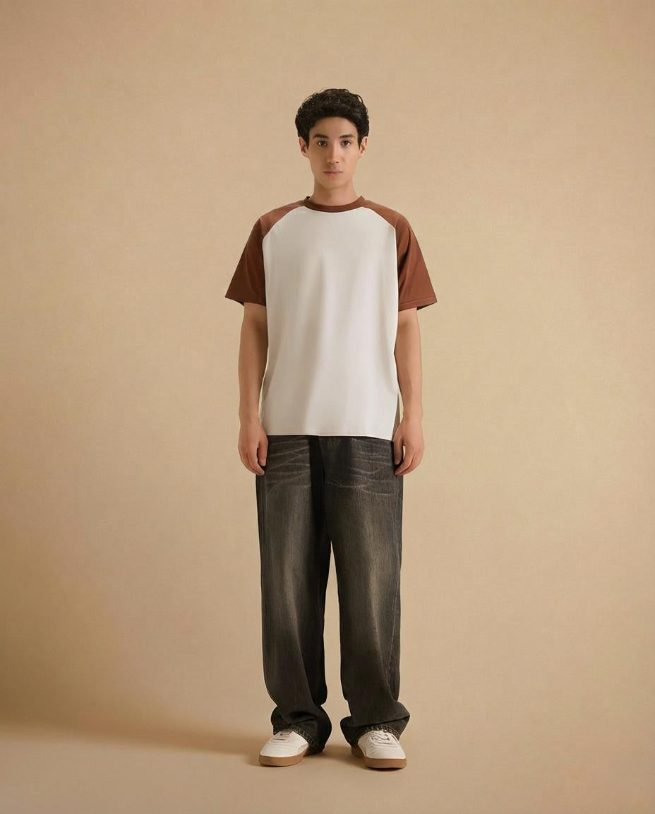 Men’s Color-Block Raglan T-Shirt, Crew Neck