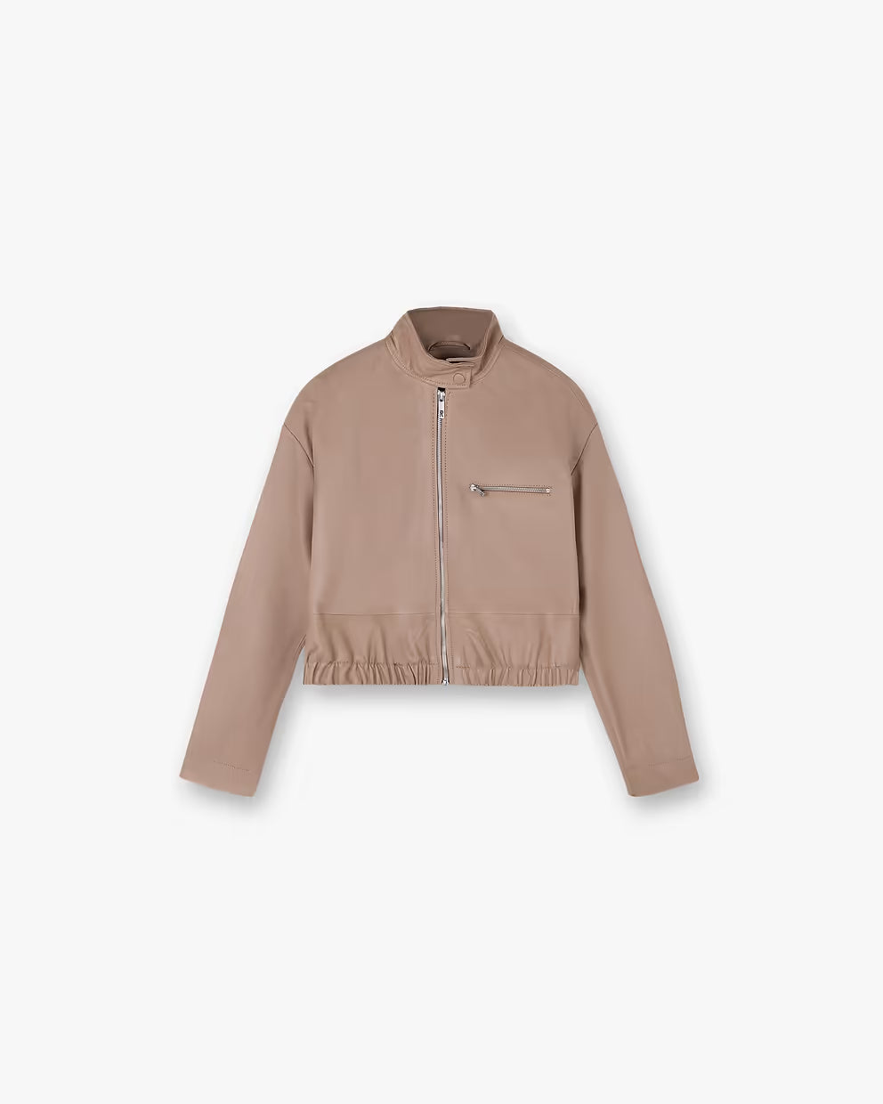 Women’s Leather Fuel Jacket Warm Taupe, 2-Way Zip