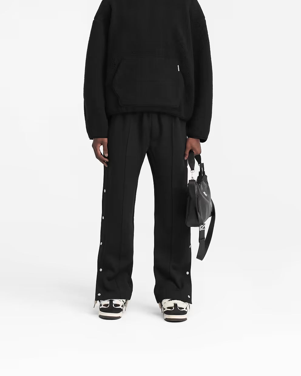 Men’s Popper Pant Black, Split Hem