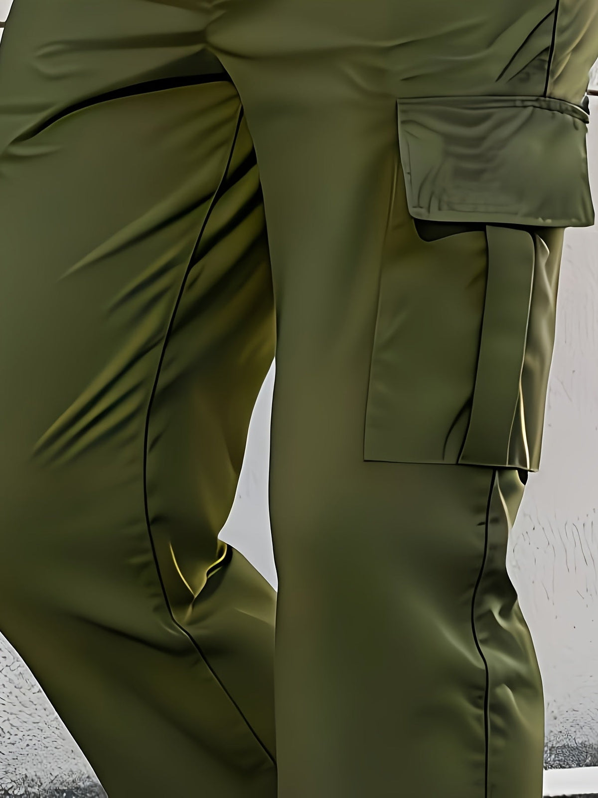 Cargo Pants with Adjustable Drawstring Waist and Multiple Pockets, Straight Leg
