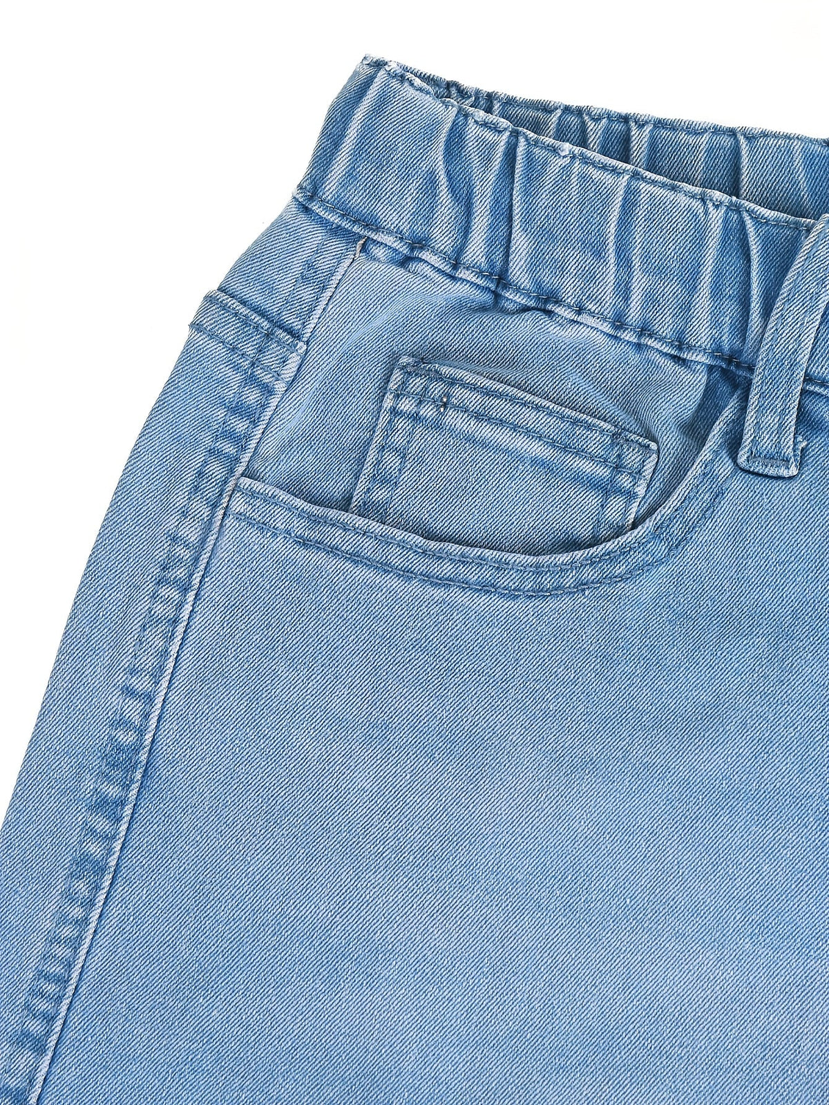 Elastic Waist Wide Leg Pants with High Rise and Functional Pockets