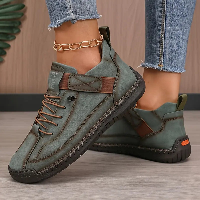 Lace Up Sneakers with Cushioned Insole and Stable Sole, Breathable Upper Material