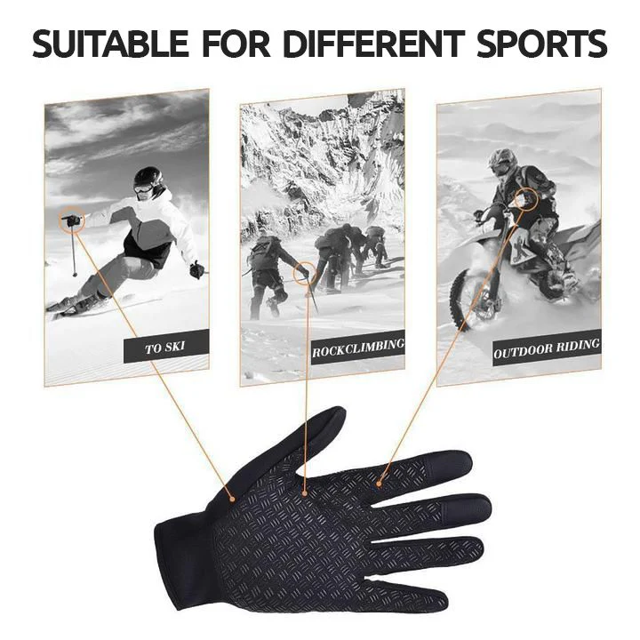 Touchscreen Winter Gloves with Triple Layer Insulation and Silicone Grip, Neoprene Full Finger