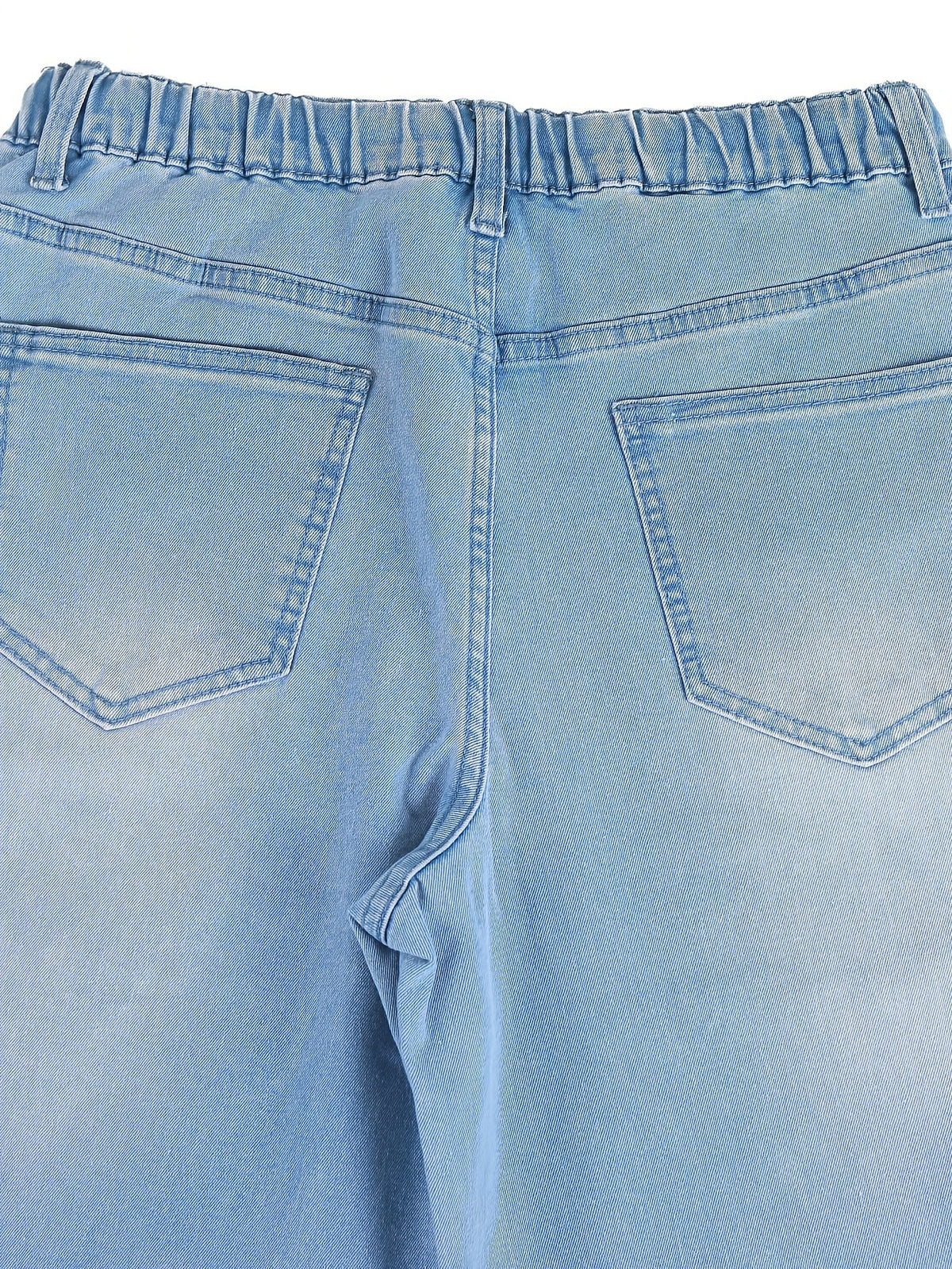 Elastic Waist Wide Leg Pants with High Rise and Functional Pockets