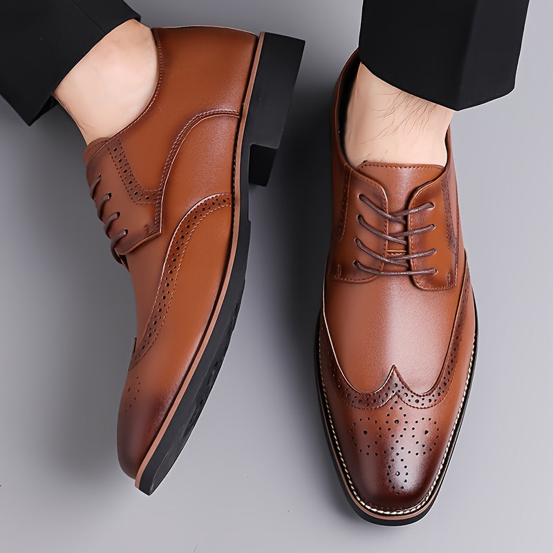 Brogue Dress Shoes with Lace Up Closure and Cushioned Insole