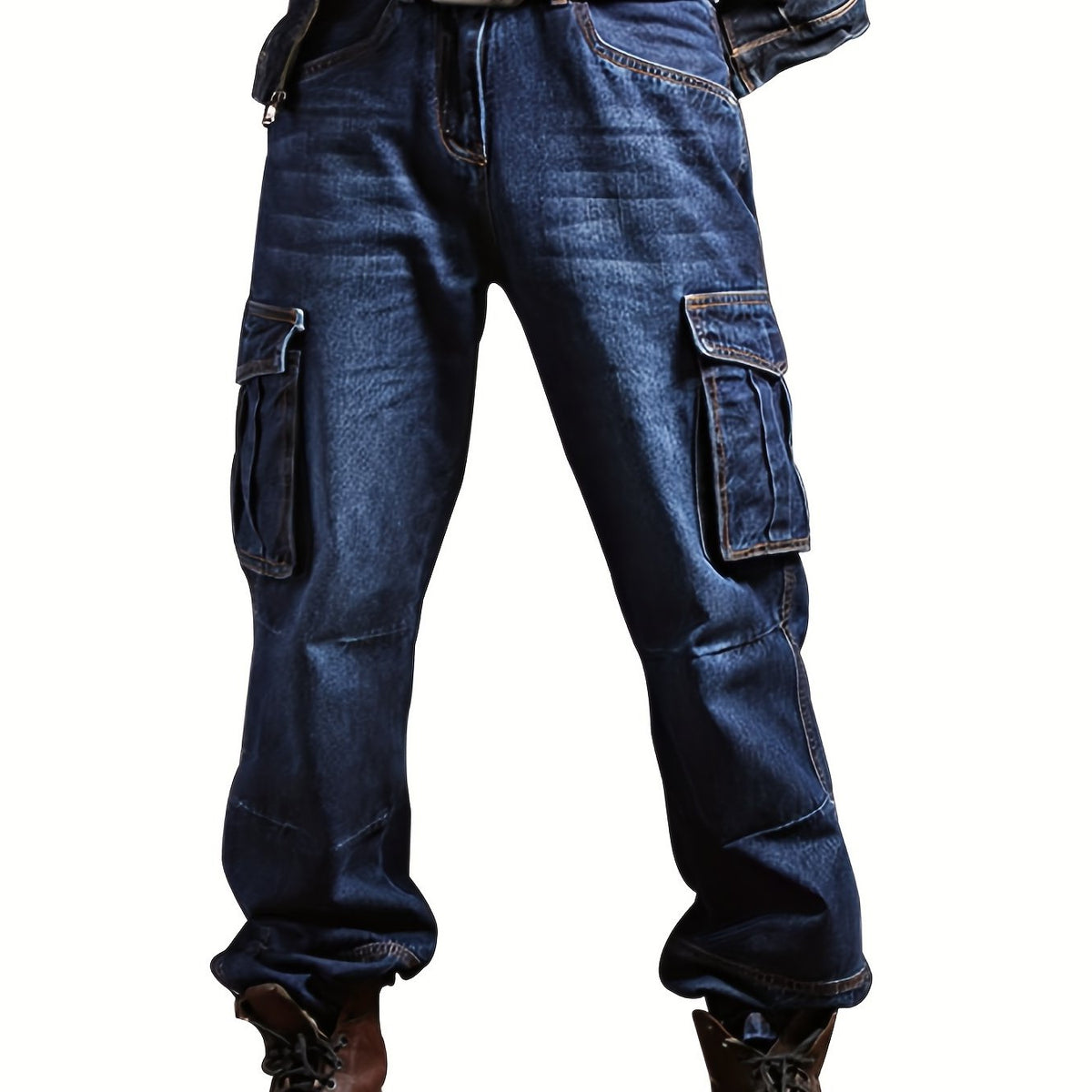 Cargo Pants with Multiple Pockets and Relaxed Fit, Reinforced Stitching