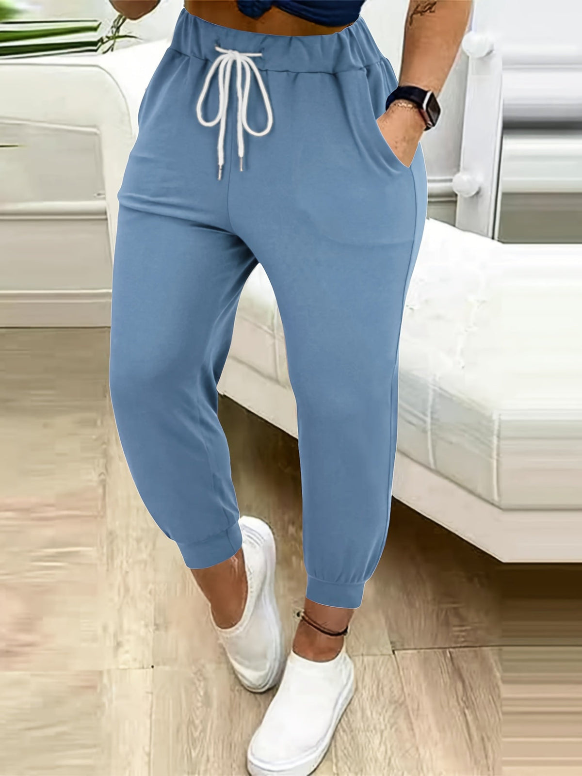 Tapered Joggers with Adjustable Drawstring Waist and Side Pockets