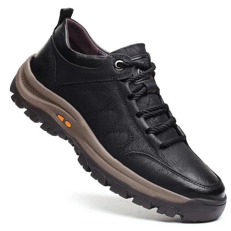 Mens Arch Support Shoes with Cowhide Upper and Moisture Blocking Construction