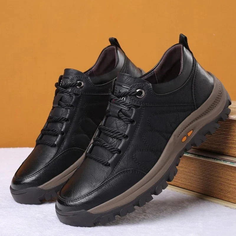 Mens Arch Support Shoes with Cowhide Upper and Moisture Blocking Construction