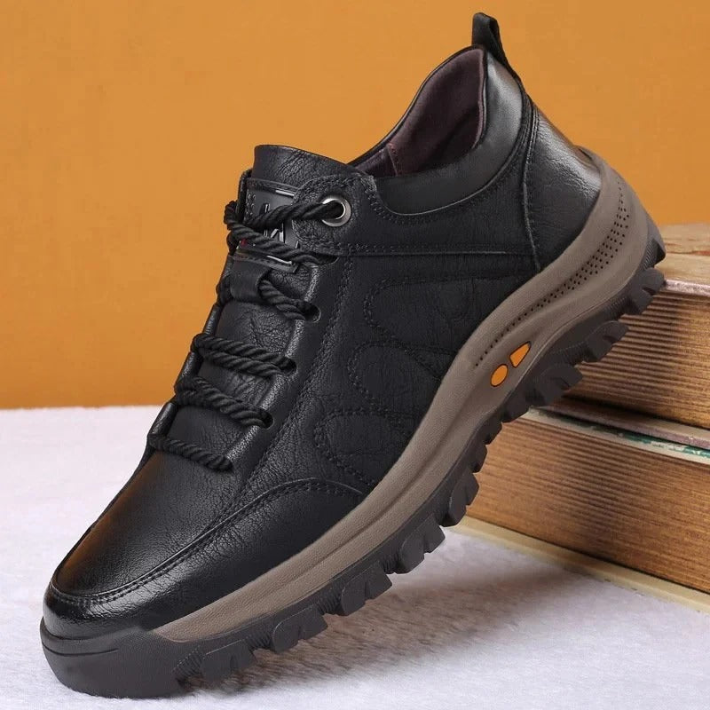 Mens Arch Support Shoes with Cowhide Upper and Moisture Blocking Construction
