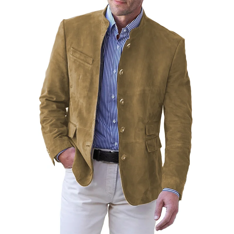 Mens Button Down Jacket with Reinforced Stitching and Shape Retention