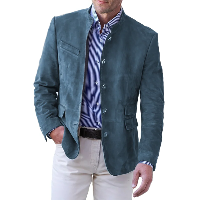 Mens Button Down Jacket with Reinforced Stitching and Shape Retention