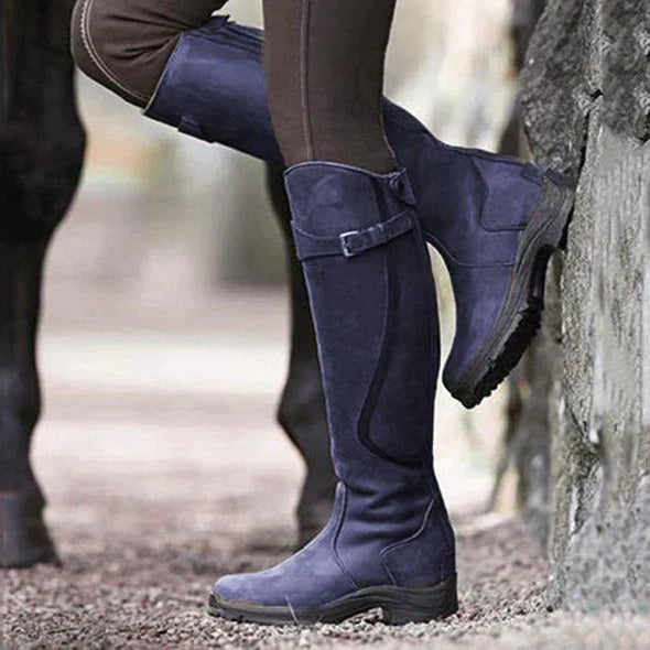 Womens Long Boots with Traction Sole and Removable Insole for Winter