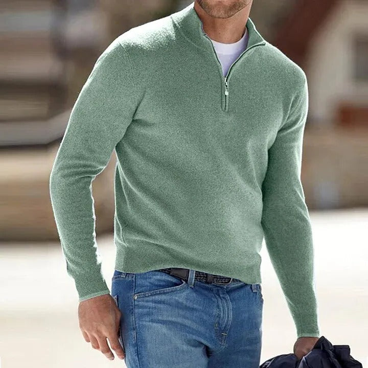 Mens Long Sleeve Pullover Sweater with Close Fit and Wrist Coverage