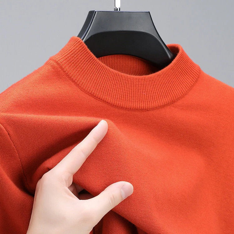 Mens Crew Neck Pullover Sweater with Ribbed Cuffs and Hem