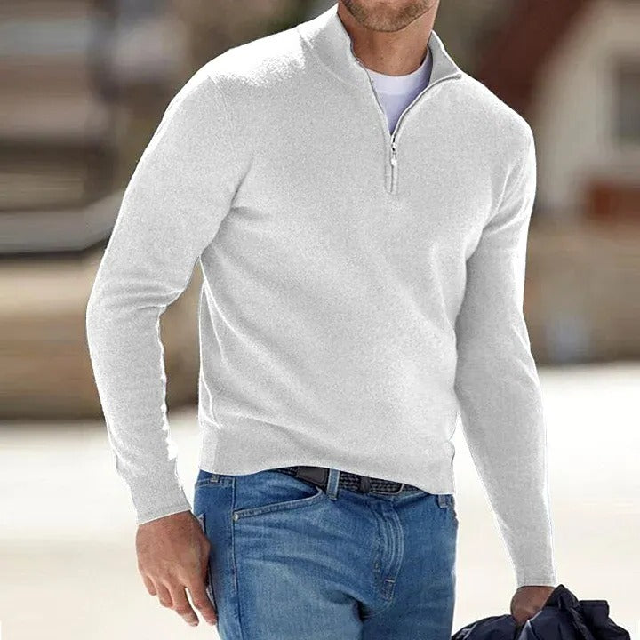 Mens Long Sleeve Pullover Sweater with Close Fit and Wrist Coverage
