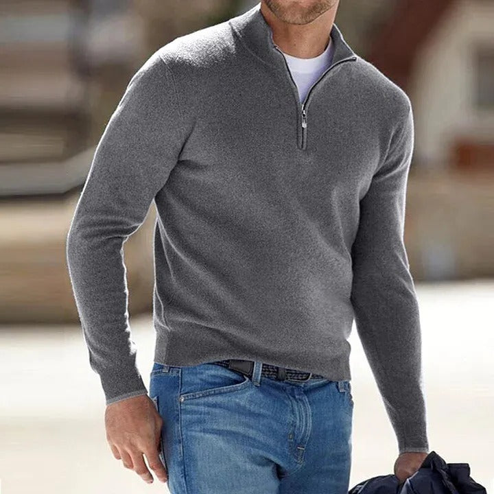 Mens Long Sleeve Pullover Sweater with Close Fit and Wrist Coverage