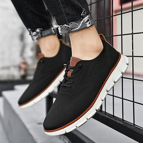 Business Casual Knit Shoes with Wide Toe Box and Slip On Design