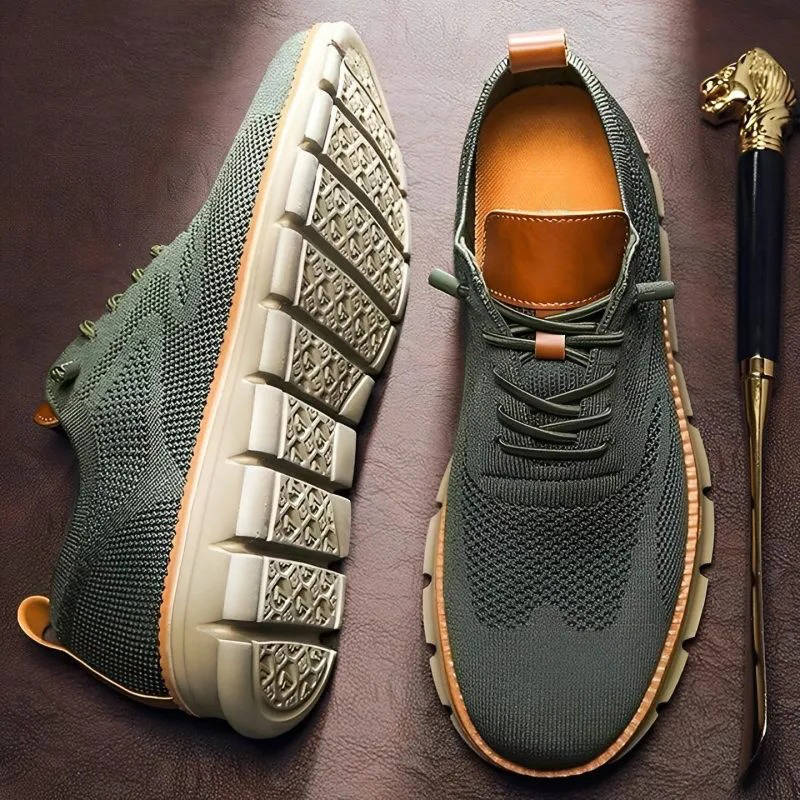 Business Casual Knit Shoes with Wide Toe Box and Slip On Design