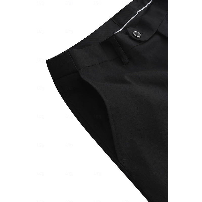 Three Piece Suit Set with Single Breasted Jacket and Tailored Fit