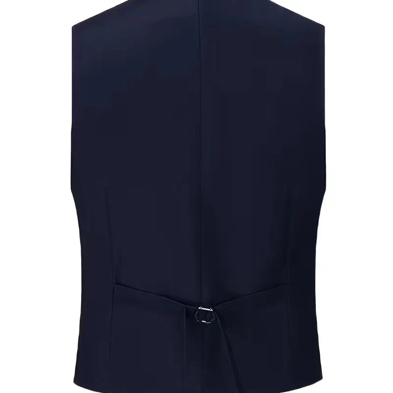 Mens slim fit three piece suit with single breasted blazer, double breasted waistcoat and trousers