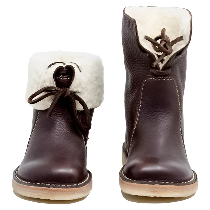 Winter Boots with Wool Lining and Rubber Sole Lace Up Closure