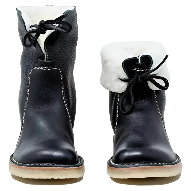 Winter Boots with Wool Lining and Rubber Sole Lace Up Closure