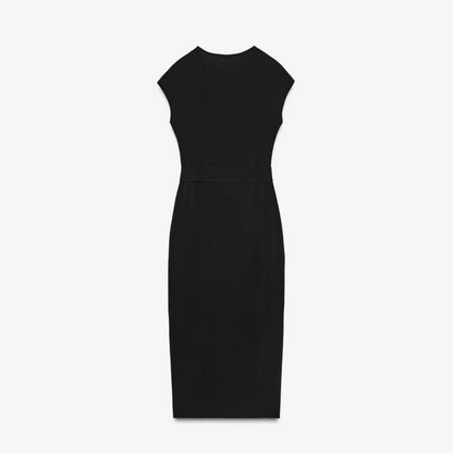 Belted Stretch Midi Dress
