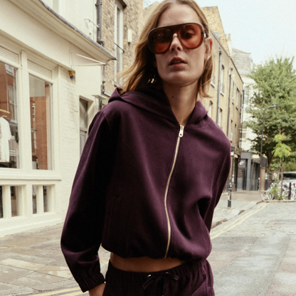 Burgundy Hooded Bomber Jacket